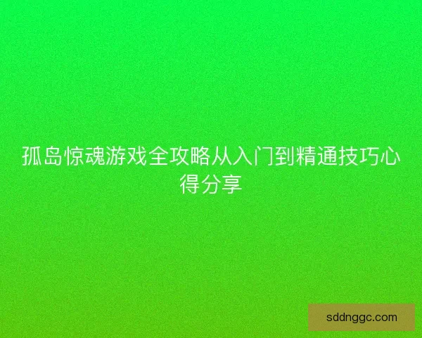 孤岛惊魂游戏全攻略从入门到精通技巧心得分享
